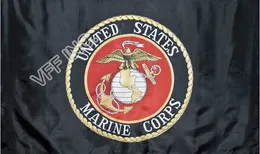 Svart USMC Marines Marine Corps Emblem Flag 3FT x 5ft Polyester Banner Flying 150 * 90cm Anpassad flagga Utomhus AF11