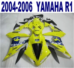 Injektionsgjutning Gratis Frakt ABS Fairing Kit för Yamaha 2004-2006 YZF R1 YZF-R1 04 05 06 Gul Blue Camel Plastic Fairings Set PQ93