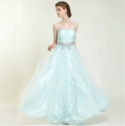 Free Shipping Princess Design Simple A-Line Strapless Floor-Length Beaded Sequins Sashes Bridesmaid dress