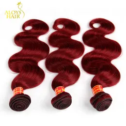 Burgundy Brasilianska Virgin Hair Weave Buntar Grade 8a Brasiliansk Virgin Hair Body Wave 3 / 4PCS Lot Tangle Gratis Remy Human Hair Extensions