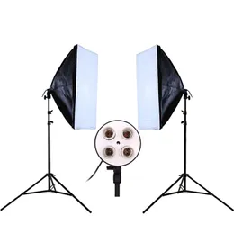 Freeshipping DHL eller EMS Photo Studio Kit Fotografibelysning 2st * 4 Socket Lamphållare + 2PCS * 50 * 70cm SOFTBOX + 2PCS * 2M Light Stand
