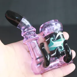 2つの黒いアンテナのバブラーガラスの水のバブラーのカラフルな喫煙バブラー油バーナーのマニュアル吹き付ける個別化ガラス紫ボン
