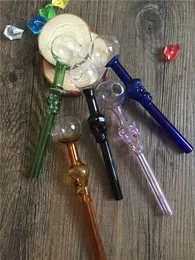 Alta qualidade queimador de óleo de vidro Tubulação Tubos De Fumo reto Mão Blown Recycler Melhor 12 cm 30mm crânio bola de vidro Tubos de tabaco frete grátis