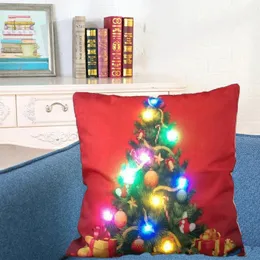 Stworzenie LED Light Luminous Pillow Case Christmas Santa Claus Reindeer Pillow Case Sofa Decor Cushion 45 * 45 CM