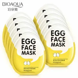 바이오 쿠아 계란 페이셜 마스크 오일 제어 브라이트 렌트 포장 된 부드러운 얼굴 스킨 케어 보습 마스크