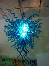 100% munblåsa CE UL Borosilikat Murano Glass Dale Chihuly Art Hängande Blå Lampa Turkos Kandelier
