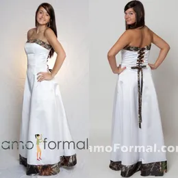 2015 저렴한 카모 웨딩 드레스 맞춤형 Strapless - 라인 층 길이 레이스 업과 함께 인기있는 신부 가운 뒤로 사우디 아라비아 스타일