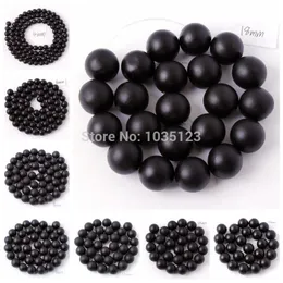 Wholesale-Free Shipping 4.6.8.10.12.14.16.18mm Frosted Round Shape Black Agate Onyx Loose Beads Strand 15" Jewellery Making wj55