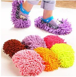 Easy to Clean Wipers Chenille Floor Wipes Plush Mop Shoe Cover Non Slip Water Absorb Colorful