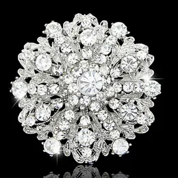 Vintage Mode Hot Selling Stunning Diamante Flower Brosch Bröllop Bröllop Kostym Pins Broaches Eleganta Present Pins Toppkvalitet Hot Selling