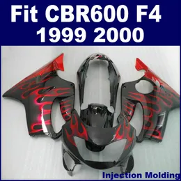 HONDA için 100% yol Enjeksiyon kalıplama parçaları CBR 600 F4 1999 2000 siyah kırmızı alev cbr600 f4 99 00 özel kaporta ISDF