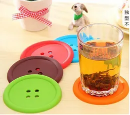 Free shipping 1000pcs round silicone coasters cute button coasters Cup mat Home Drink Placemat Tableware Coaster
