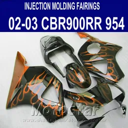 Injection molding motobike set for Honda fairings cbr900rr 954 2002 2003 CBR900 RR brown flames black custom fairing kit CBR954 02 03 YR82