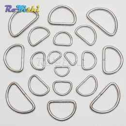 100PCS / LOT 3/8 "1/2" 5/8 "3/4" 1 "Nickelpläterad D Ring Semi Ring Ribbon Clasp Knapsack Belt Buckle
