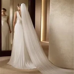 Bridal Veil Ivory White Cathedral Beautiful Koreański Elegancki Wdzięku Wysokiej Jakości 3M Długie Tier Kryształy Kryształy Wedię