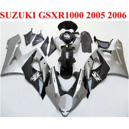 7 Gåvor ABS BodyKits för SUZUKI 2005 2006 GSXR1000 K5 K6 Fairings Set GSX-R1000 05 06 Silver Black Fairing Kit EF47