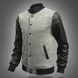 Fall-M-2XL Hot 2016 Moda Nowa Kurtka Dorywcza Baseball Kurtka ze Skórzanymi Rękawami Męskie Kurtki i Płaszcze Harajuku Chaqueta Hombre