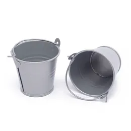 Wholesale- 10Pcs/Lot Cute Deep Gray Mini Metal Buckets For Wedding Birthday Party Souvenirs Gift Event &Party Supplies