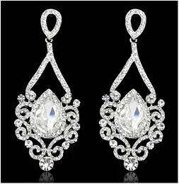 New Retro Crystal Drop Earrings European and American Style gem rhinestone Vintage Eardrop Wedding Engagement Party Jewelry accessories