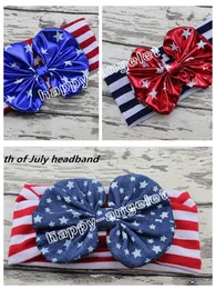 50 sztuk Niemowlę Wskaźnik Wave Point Turban Twist Hair Band Bow Kwiat Kobiety / Baby 4 lipca Pałąk Head Head Wrap Twisted Stars Headwrap FD6549