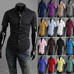 Wholesale-Free Shipping 2015 Short-sleeved shirt men's shirts half sleeve Korean pointed collar tide summer Menswear 16colors size: