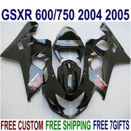 フェアリングGSXR600 GSXR750 04 05 K4 GSX-R 600/750 2004 2004すべての光沢のある黒プラスチックフェアリングキットQE42