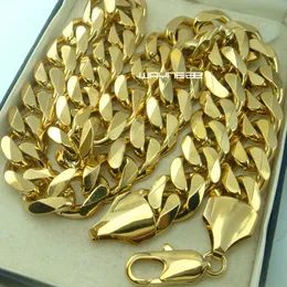 Kubansk kedjehalsband tunga mens 18k guldfyllda solid kubansk trottoarkedja halsband 60 cm 50 cm