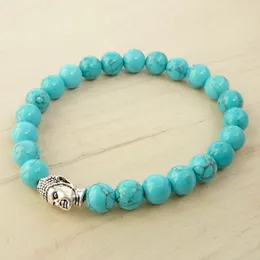 SN0254 Nyaste Design Turkos Howlite Armband Bead Bracelet Mens Buddha Armband Trendiga Gåvor för honom Gratis frakt