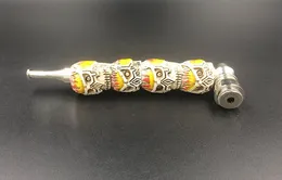 Gratis frakt ny liten bärbar metall kreativ gult skalle rak rör / bong, hållbar konströkning