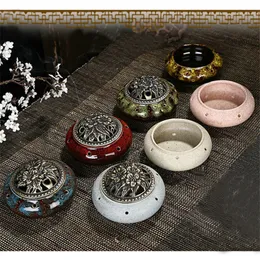 Wholesale- 1 PC New Home Decoration Aromatherapy Stove Lotus Smoke Backflow Ceramic Cone Incense Burner Stick Incense Censer