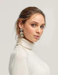 new fashion designer exaggerated snake skin pattern geometry irregular box pendant stud earrings for women girls white brown