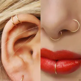 1 pcs New Arrival Surgical Steel 0.8mm Cartilage Piercing Stud Thin Small Nose Ring Hoop Fashion Jewelry 3 sizes and colors