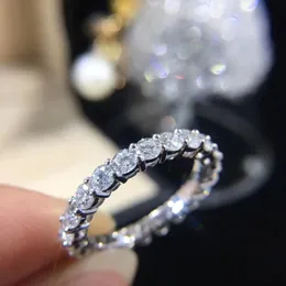Choucong evighet 925 Sterling Silver Finger Ring 4mm Sona Diamond Engagement Bröllop Band Ringar för Kvinnor Män Smycken