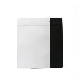 Matt White/Black Aluminum Foil Self sealing Bag Flat Bottom Metallic Mylar Black Zip Bag Food packaging bag LX1881