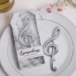 50pcs Weddingbrydal Shower Favours Symphony Teme Silver Metal Muzyka Note Bottle otwieracz do butelki z eleganckim pudełkiem na prezent za pomocą przyjęcia