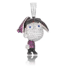 Moda Iced Out Cartoon Character Naszyjnik z łańcuchem linowym 4mm Łańcuch tenisowy Cyrkon Biżuteria Hip Hip
