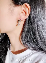 Großhandel und Designer Diamond Zirkon glitzernden süße schöne Mondstar Anhänger Dangle Kronleuchter Ohrringe für Frauen Mädchen