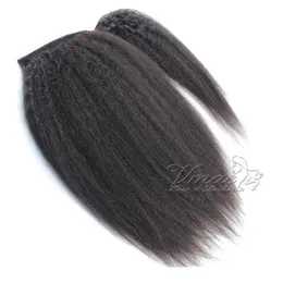 Cuticle brasileira Alinhados 100g 120g garra grampo Em Kinky Staight Ponytails Virgin cabelo Pieces Cavalinha Wrap Around rabo de cavalo cabelo humano