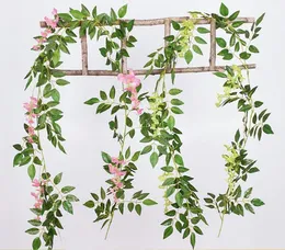 Fiori di edera artificiale Fiore di seta Glicine Fiore di vite Rattan per centrotavola Matrimonio Decorazioni 2M lungo cinque colori Ghirlanda Ornamento per la casa