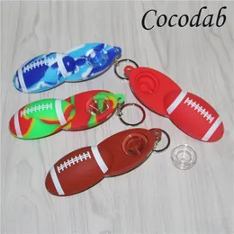 Portachiavi colorato Forma di calcio Mini Tubi da fumo Tubi per sigarette per tabacco a mano Tubi in vetro in silicone DHL gratuito