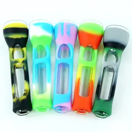 Pipe YHSWE New Style Glass and Silicone Hand Pipe Tabacco Bubbler Hold Wax Narghilè IP