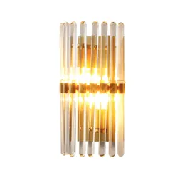 American Luxury Copper E14 LED Wall Scones Luster Crystal Shades LED Wall Lamp vardagsrum Vägg hängande lampa fixturer Belysning gratis frakt