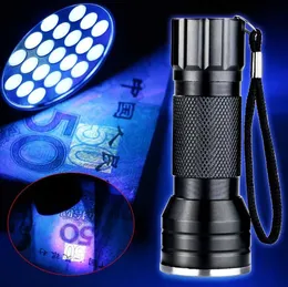 Mini 21 LED-blacklight Osynlig markör ficklampa UV Ultra Violet Torch Lamp Flashlight Hot Vattentät Mini Lamp Portable Violet Torches
