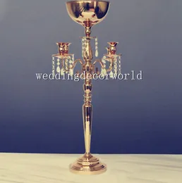 Nowy Styl Gold Wedding Flower Garnek Kwiat Stoisko Ślubne Centralne Rekwizyty Ślubne Kryształ Stół Centerpiece Decor501