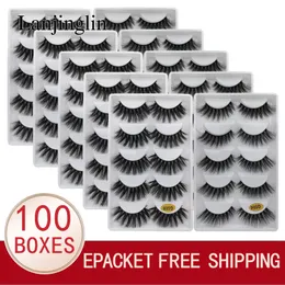 Lanjinglin Wholesale 10/20/30/12/20 Boxes Faux Mink Eyelashes 5対の自然な長い誤ったまつり3D本のラッシュソフトフェイクセル