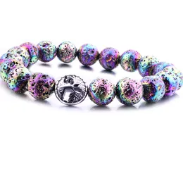 10mm plätering lava stenpärla träd av livs charm armband diy aromaterapi eterisk oljet diffusor armband för kvinnor män smycken