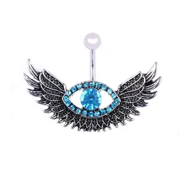 Flying Wing Navel Piercing Nombril Bright Blue Gem Belly Button Rings Pircing Belly Piercing Ombligo Body Jewelry