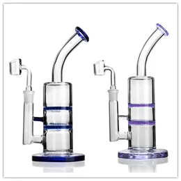 Colorato Doppio Fliter Bong Bong per acqua in vetro Dab Rigs Percolatore Dab Rig 14mm Ciotola Bong in vetro Pipa ad acqua Fumare Narghilè