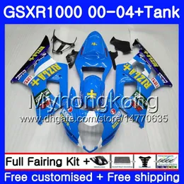 + RIZLA blue Tank For SUZUKI GSX R1000 GSXR1000 2000 2001 2002 2003 2004 299HM.48 GSXR-1000 K2 GSX-R1000 K3 GSXR 1000 01 02 03 04 Fairing
