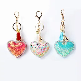 Lovely Heart Pendant Keychains for Women Handbag Decorative Key Ring Tassel Chain Lady Fashion Accessories Wedding Engagement Jewelry